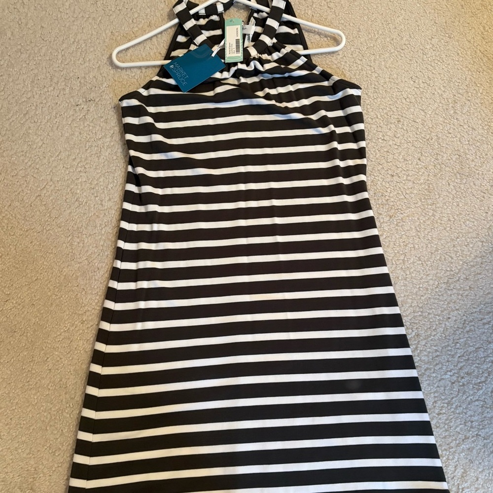 Market & Spruce Lara Knit Dress - Olive and White Striped